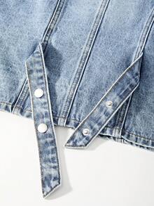 GlowEve 女款V領無袖刺繡淺藍色花卉背心，適合白天日常穿著的夏季休閒款 - 淺色水洗藍 - 查看 6