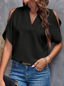 SHEIN Clasi 女款基本款優雅通勤百搭襯衫黑白2件組 - 黑與白 - 查看 3