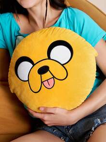 ADVENTURE TIME X SHEIN 1個裝卡通抱枕，精美刺繡設計，可用於裝飾您的居家、辦公室、臥室或沙發 - 黃色 - 查看 7