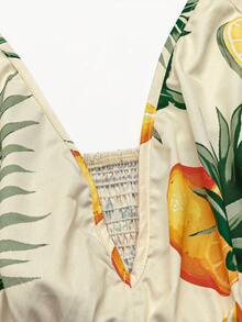 Sweetra Bohemian Style Printed Beach Spaghetti Strap Dress - Yellow - View 3