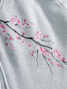 PAVTROS Men's Spring Casual Cherry Blossom Print Loose Sweatpants - Light Grey - View 4