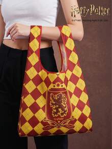 HARRY POTTER X POKOJA LAND 1個可重複使用可折疊大容量手提袋，女士適用，通勤、旅行、購物、返校背包，輕便 - 紅黃 - 查看 6