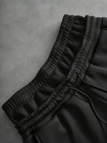 PAVTROS Men's Colorful Cross Embroidery Drawstring Waist Pocket Loose Casual Sports Pants - Black - View 4