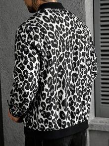 Manfinity CasualCool 男款豹紋長袖拉鍊休閒棒球夾克 - 彩色 - 查看 3