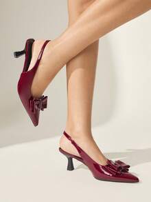 CUCCOO CHICEST Giày cao gót nữ mũi nhọn gót nhọn 6.5cm, da bóng màu đỏ rượu vang thanh lịch, đi làm & hẹn hò buổi tối - Màu Đỏ Sâu - Xem 7