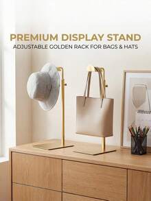 1/2/3 PiecesStainless Steel Handbag Display Stand, Titanium Gold Frosted, Height Adjustable Bag Storage Rack, Suitable For Hanging And Storing Bags, Hats, And Jewelry In Home Bedrooms, Boutiques, And Malls. - Gold - View 5