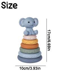 MINKOJA 1 Pc Elephant Stacking Toy With 6 Tactile Textures, Squeaky Interactive Plaything For Bathtime & Indoor Use, Sensory Development Toy For Gifting, Ideal Present For Loved Ones And Friends To Boost Fine Motor Skills, Hand-Eye Coordination - Multicolor - View 4