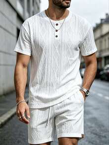Manfinity CasualCool T-shirt décontracté texturé pour hommes, printemps/été - Blanc - Voir 5