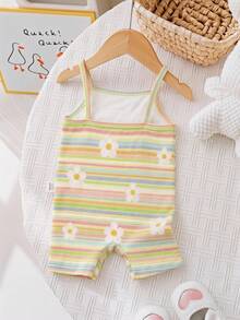 Baby Girl Casual Cartoon Pattern Suspenders Romper Suitable For Spring And Summer - Multicolor - View 2