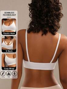 SHEIN Solid Seamless Bralet - White - View 2