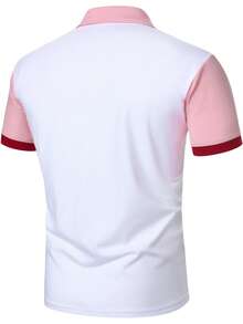 Manfinity Homme Men's Summer Casual Color Block Patchwork Polo Shirt - Multicolor - View 2