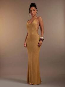 Hauture Women's Diagonal Rib Maxi Dress - Gold - View 5