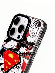 SUPERMAN X SHEIN Casing Ponsel Su Per Man Vitality Warna Perak dengan Patch Tiga Dimensi 3D untuk Perlindungan Anti Jatuh 13-17 - MultiWarna - View 5
