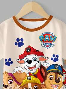 SHEIN | PAW Patrol 男嬰經典可愛卡通小狗印花，寬鬆休閒2件組居家套裝，適合夏季 - 彩色 - 查看 5