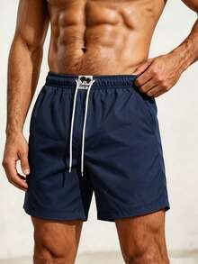 Manfinity KASUA Pantalones cortos con cordón para hombre, playa soleada, vacaciones - Azul Marino - Ver 3