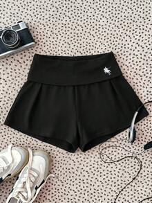 SHEIN Tween Girl Summer Casual Versatile Solid Color Shorts - Black - View 5