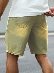 Manfinity Homme Plus Size Men's Slant Pocket American Distressed Denim Shorts - Blue - View 2