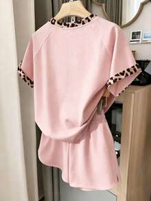 Resyla Women's Outerwear Set, Summer New Style Set, Pattern Design, Leopard Print, Pink Leopard Print, Lotus Root, Two Pieces Set Everyday Home Casual - Multicolor - View 2