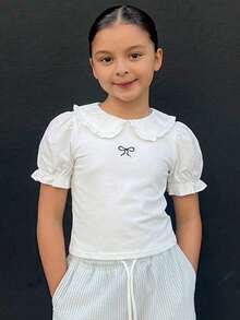 Dazy Kids Tween Girl Fall Clothes Tween Girls Round Neck Knit Bow Embroidery Vest Summer - White - View 5