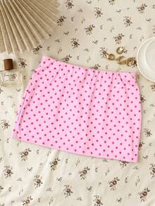 SHEIN Girls' Polka Dot Pattern Casual Skirt Summer Fashion - Pink - View 3