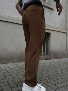 Artur Kramer Men's Solid Color Micro-Pleat Straight-Leg Suit Pants - Brown - View 2