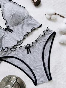 Napfluff Women's Casual Versatile Comfortable Skin-Friendly Adjustable Strap Bra Set 2pcs - Grey - View 6