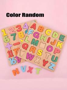 2 PCL/1 PCL Toddler Puzzle Grasp Board Wooden Toy, Alphanumeric Puzzle Building Blocks, Toddler Early Development Toy, Alphanumeric Cognitive Training, Fun Educational Gift For Kids - Multicolor - View 10