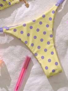 Elavelle Springbreak 女款海灘裝夏季套裝 素色細肩帶性感比基尼套裝 - 彩色 - 查看 6