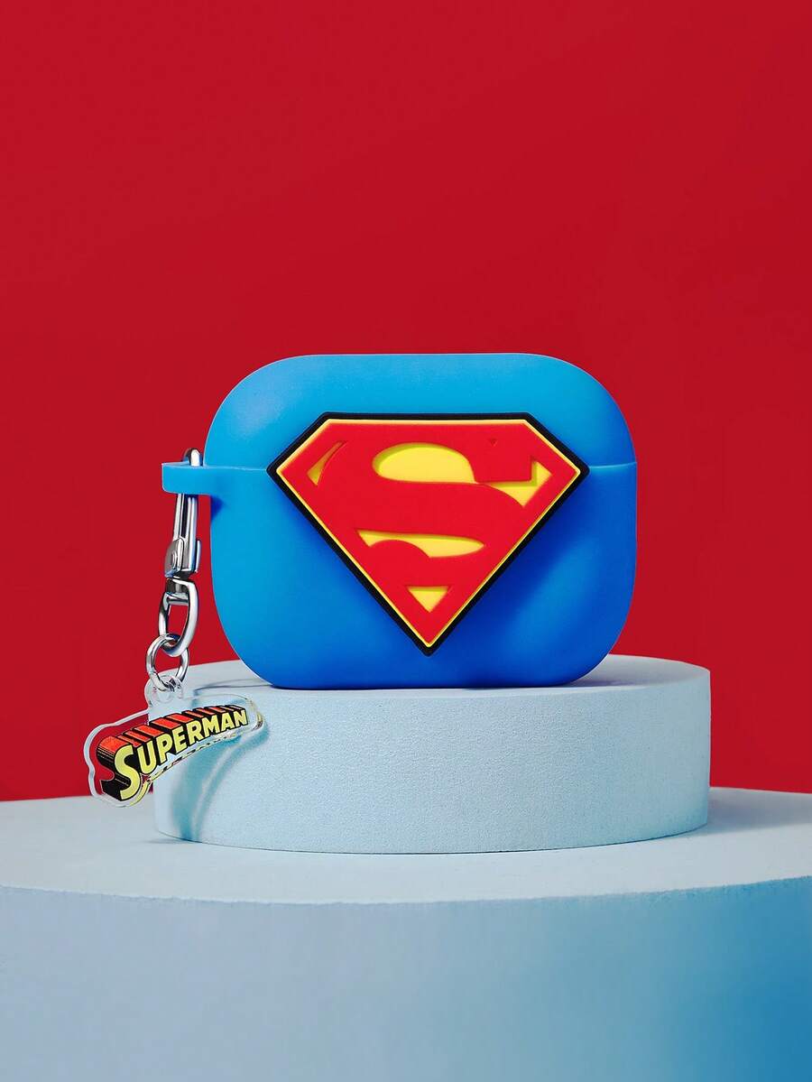 SUPERMAN X SHEIN Super M An 带 3D 立体字母吊坠耳机套,蓝色蓝牙耳机套,适用于 iPod。 - 彩色 - 查看 1