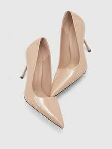 CUCCOO SZL Zapatos de tacón alto de punta fina de unicolor elegante para mujer - Albaricoque - Ver 5