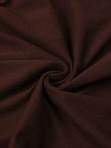 SHEIN Vestido de moda de unicolor con hombros descubiertos, manga corta y volantes para mujer - Café integral - Ver 4