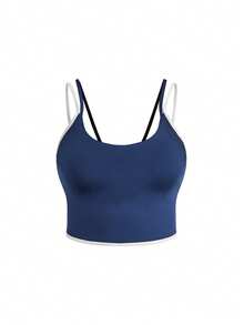 Cheerettes Women's Plus Size Simple Versatile Double Strap Cropped Sports Tank Top - White - View 5
