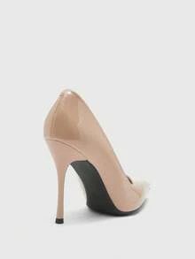 CUCCOO SZL Zapatos de tacón alto de punta fina de unicolor elegante para mujer - Albaricoque - Ver 3