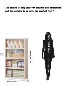 1pc Covered Dustproof Storage Cabinet, Wardrobe, Bookcase, Shelving Unit. Space-Saving, Sturdy & Stylish, Easy To Assemble & Disassemble, Portable. Suitable For Living Room, Bedroom, Entryway, Office, Home. Multi-Layer Storage. Holiday Gift, Present. Available In Black And White. Multi-Size Portable Covered Wardrobe Organizer Rack, Dustproof Clothing Organizer, Bedroom Multi-Layer Storage Rack - Multicolor - View 3