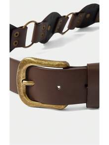 Noxbound Boho 1pc Women's Western Style Coffee Pu Material Belt With Circular Buckle Halloween Summer, School Fall, Autumn, Halloween - Coffee - View 8