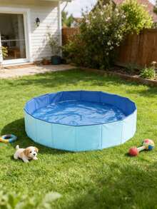 Blue Foldable Pet Bath Pool Portable Outdoor Dog Swimming Cat Wading Pool Drain Plug Design Easy Clean Multipurpose Use - Blue - View 2