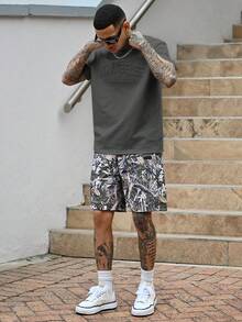 Devon Thys 男士标准版型短袖T恤，深灰色 - 灰色 - 查看 5
