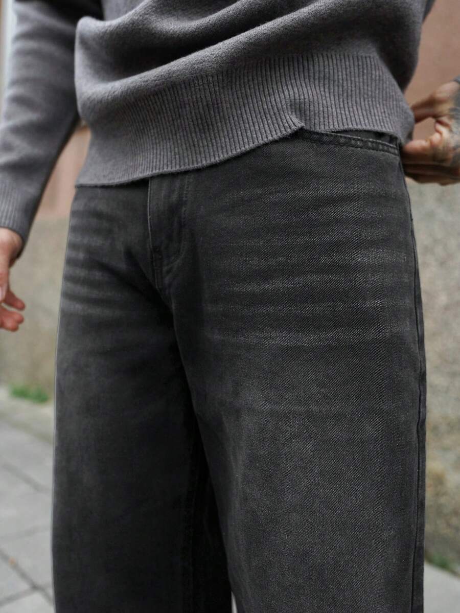Artur Kramer 1件 Hearty Haven 休闲宽松美式街头风男士牛仔夹克 - 黑色 - 查看 1