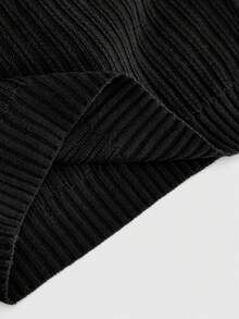 ROMWE Goth Women's Half-High Neck Embroidered Cross Dark Knit Sweater - Black - View 5