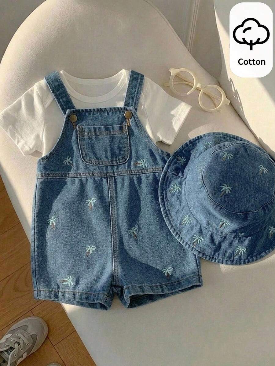 Baby Boys Clothing Overalls Romper With Pockets Comfortable Versatile Suitable For Spring And Summer - Blue - View 1
