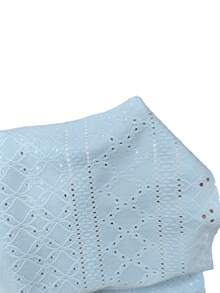 SHEIN LUNE 女款鏤空刺繡鑰孔領背心上衣 - 藍色 - 查看 3