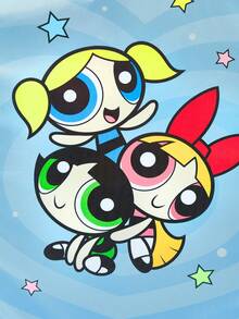 THE POWERPUFF GIRLS X SHEIN 聚酯纖維可折疊收納籃 - 彈跳式便攜收納籃，家用多功能收納盒，適用於衣物、玩具、雜物分類，輕巧耐用且易於清潔，適用於臥室、客廳、浴室、宿舍、旅行使用，附手柄可懸掛收納，卡通圖案設計時尚 - 淺藍色 - 查看 6
