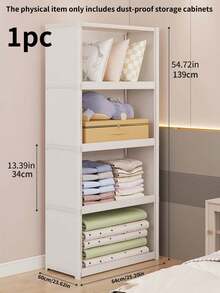 1pc Covered Dustproof Storage Cabinet, Wardrobe, Bookcase, Shelving Unit. Space-Saving, Sturdy & Stylish, Easy To Assemble & Disassemble, Portable. Suitable For Living Room, Bedroom, Entryway, Office, Home. Multi-Layer Storage. Holiday Gift, Present. Available In Black And White. Multi-Size Portable Covered Wardrobe Organizer Rack, Dustproof Clothing Organizer, Bedroom Multi-Layer Storage Rack - Multicolor - View 13