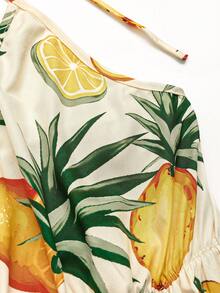 Sweetra Bohemian Style Printed Beach Spaghetti Strap Dress - Yellow - View 6