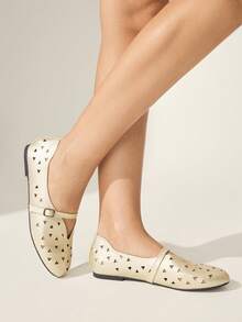CUCCOO CHICEST Women's Skeleton, Buckle, Comfortable Flat Shoes - Gold - View 4