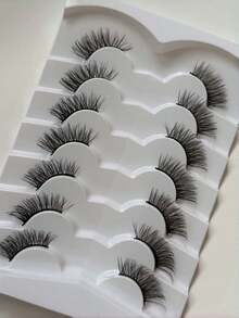 7 Pairs Brown Half False Eyelashes Cat Eye Fluffy Soft Clear Band Natural Lengthening Comfortable Reusable For Daily Travel Party Gift - Half Eyelashes - View 4