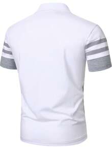 Manfinity Homme 男士夏季休閒拼色拼接 Polo 衫 - 彩色 - 查看 2