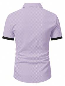 Manfinity Mode Men's Business Plaid Short Sleeve Single-Breasted Commuter Shirt - White - View 2