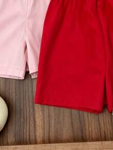 Souflis Souflis Setelan Jumpsuit 3 Potong untuk Balita Perempuan, Kasual, Liburan, Motif Lucu, Warna Polos, Cocok untuk Keluarga dengan Banyak Anak, Liburan Pantai, Sekolah - MultiWarna - View 7