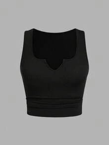 SHEIN Elenzya Two-Pack Plus-Size Solid V-Neck Sleeveless Tops. Minimalist Summer Casual & Back-To-School Style. - Black and White - View 4